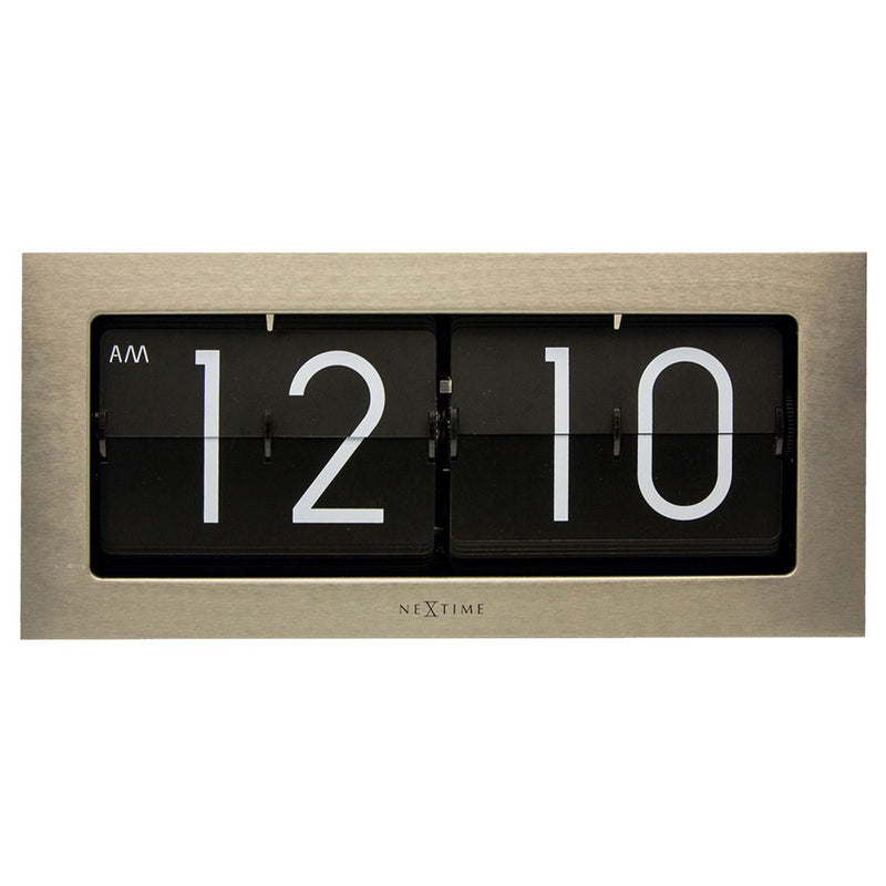 NeXtime Big Flip Table Clock 36cm Wide (Silver)