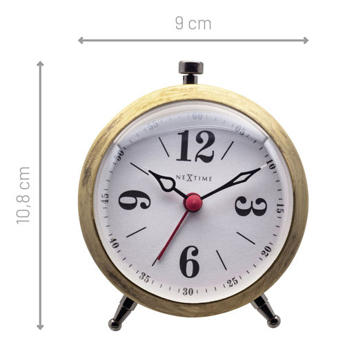 Gold NeXtime Harvey Alarm Clock Luminous Hands (9x10.8x5cm)