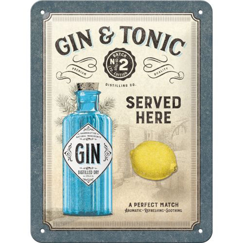 Nostalgic-Art Small Gin and Tonic Served Here Sign (15x20cm)