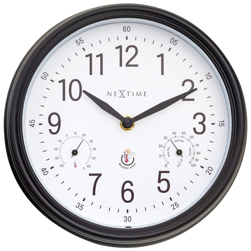 NeXtime Jasmine Outdoor Wall Clock 23.5cm (Black & White)