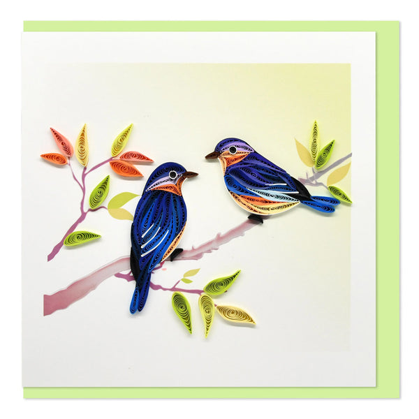 Quilled Two Birds In A Tree Greeting Card (15x15cm)