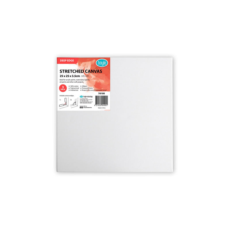 Deep Edge Stretched Canvas (Pack of 3)