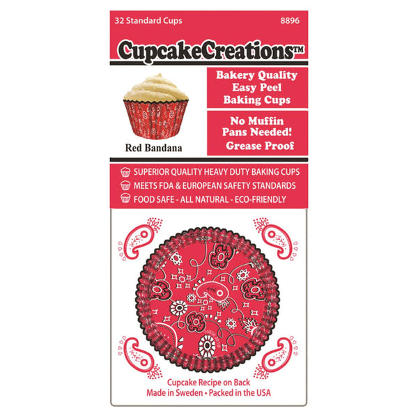 Standard Bandana Cupcake Cups 32pk (Red)