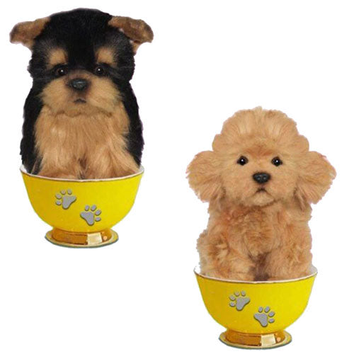 Realistic Dog Tea Cup Plush Toy 16cm