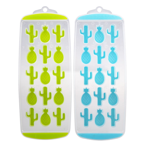 Easy Release 15-Cube Pineapple/Cactus Ice Tray 2pcs