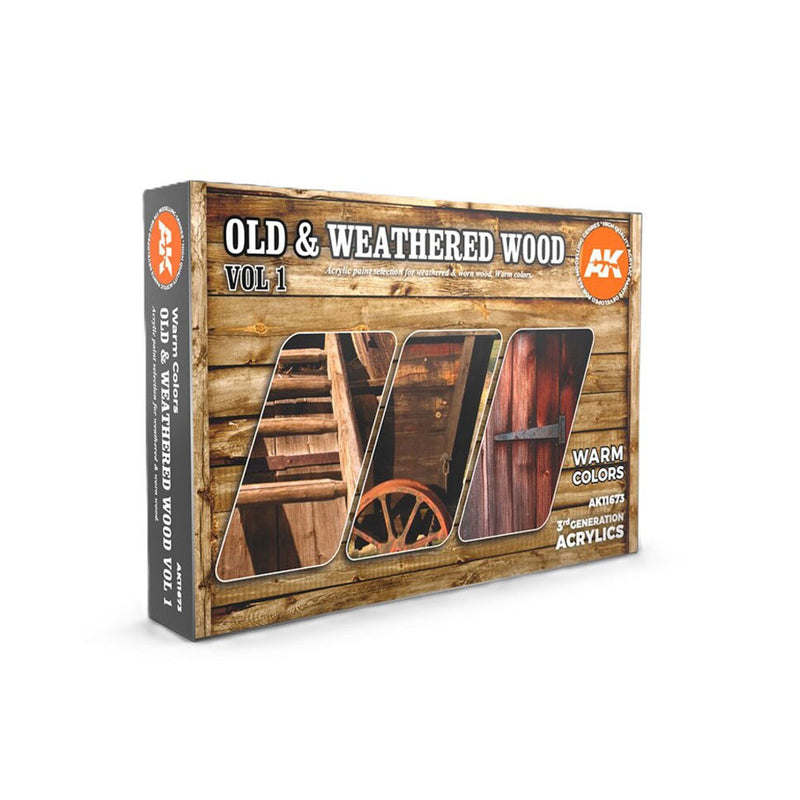 AK Interactive 3Gen Old & Weathered Wood Volume 1 Paint Set