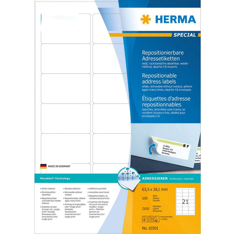 Herma Adhesive Address Labels A4 100pc (White)