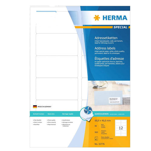 Herma Inkjet Address Labels A4 80pc (White)