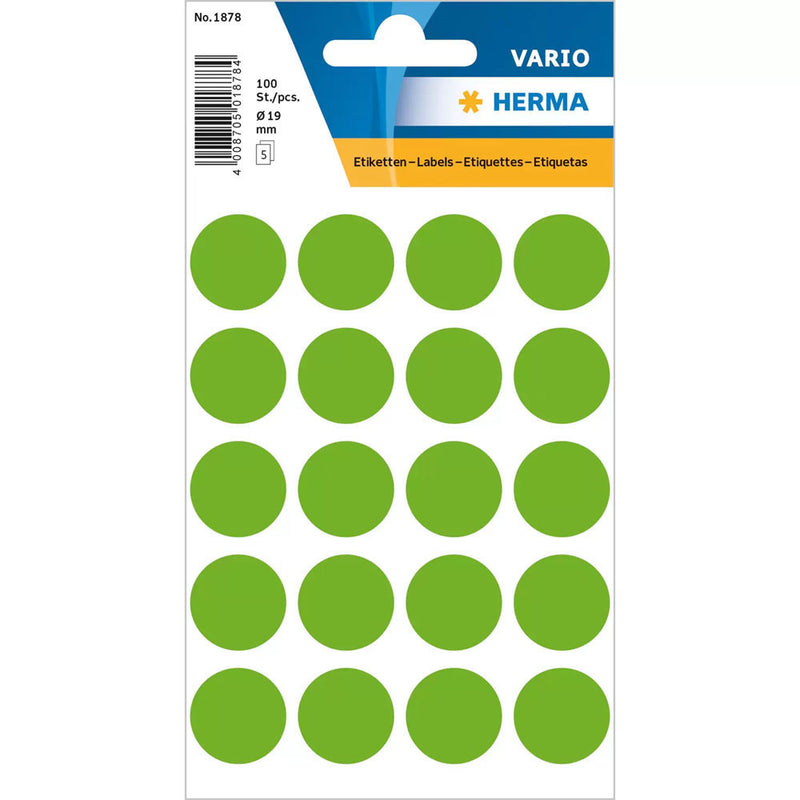 Herma Luminous Round Sticker Labels (Green)