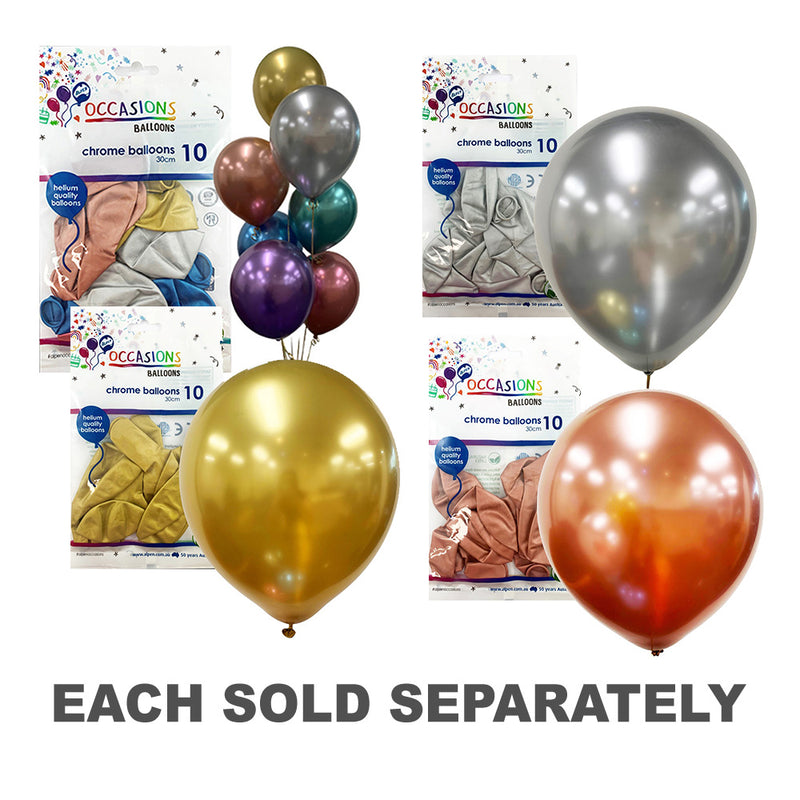 Alpen Chrome Balloons 30cm (Pack of 10)