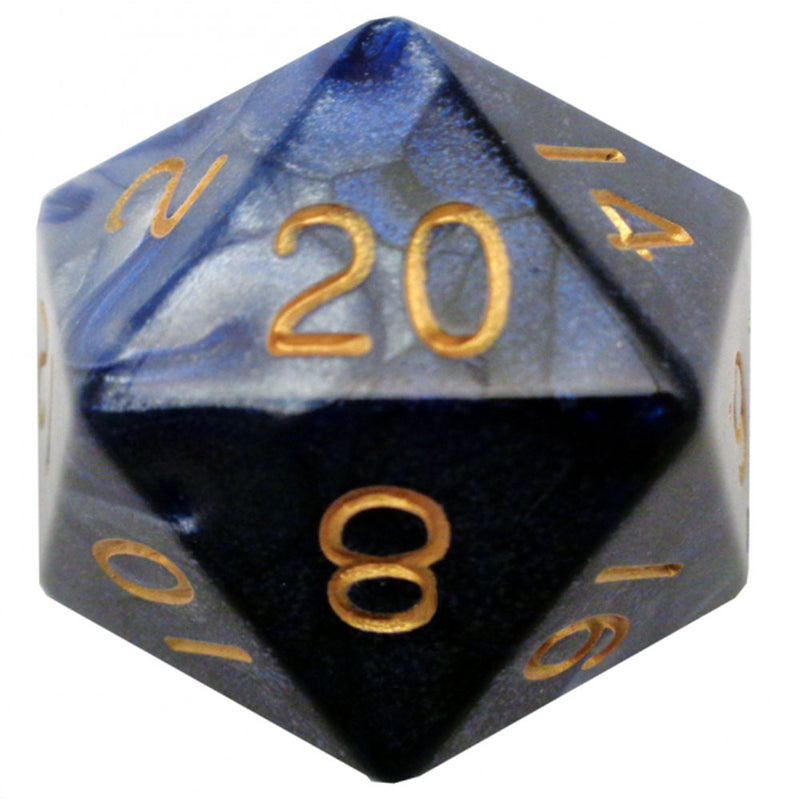 MDG 35mm Mega Acrylic d20 Dice w/ Gold Numbers