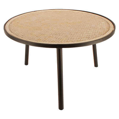 Hendrix Coffee Rattan Metal Table (75x75x45cm)