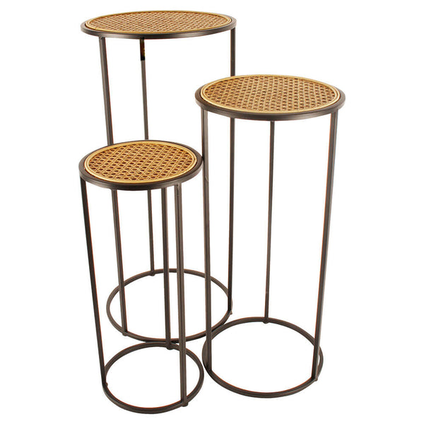 Hendrix Rattan Side Tables Set of 3 (Large 70x32x32cm)