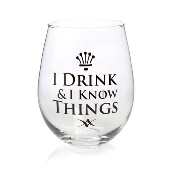 I Drink & I Know Things Stemless Wine Glass