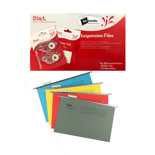 Stat Index & Inserts Suspension File Foolscap Assorted 20pk