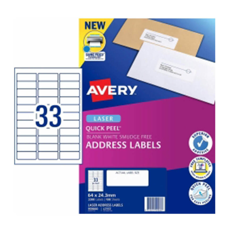 Avery Laser Address Label White (100pk)