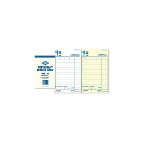 Zions Carbonless Triplicate Restaurant Docket Book