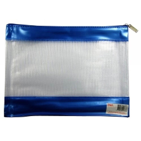 Stat Mesh Zip Plastic Pencil Case 278x200mm (Blue)