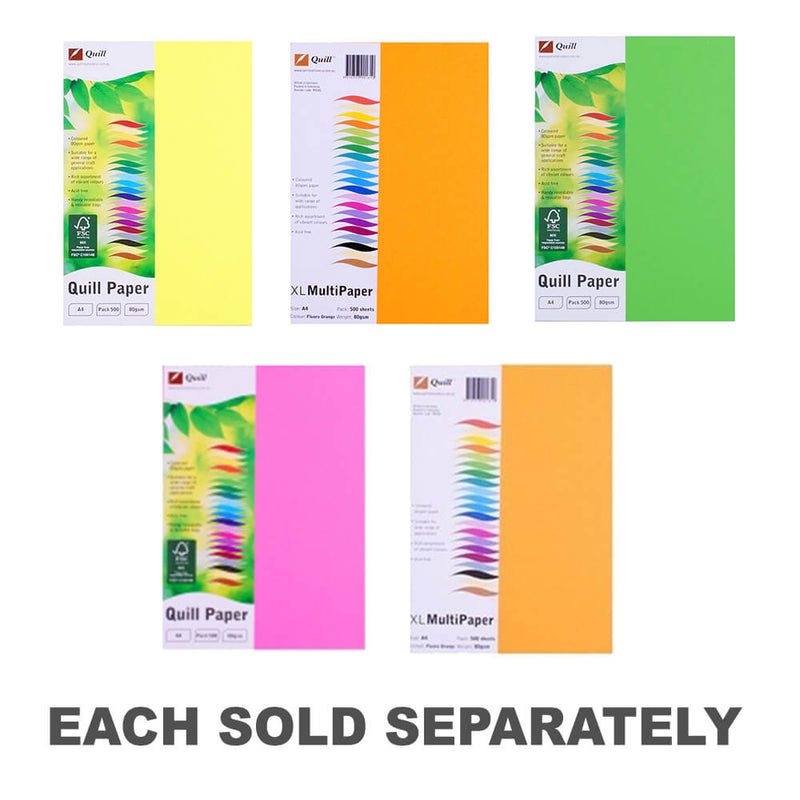 Quill A4 Coloured Copy Paper 500pk (80gsm)